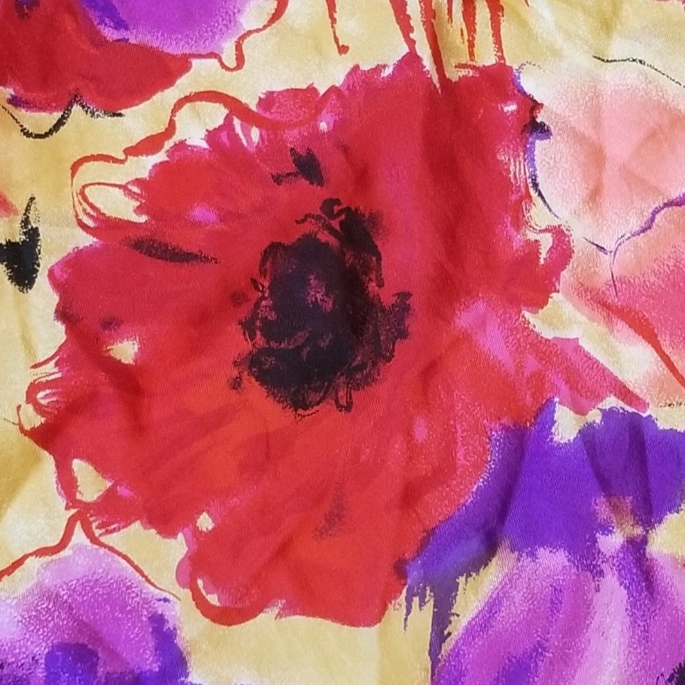 Vera Neumann Red, Purple, & Gold Silk Art Scarf Modernism Art Graphic Design - Picture 6 of 7